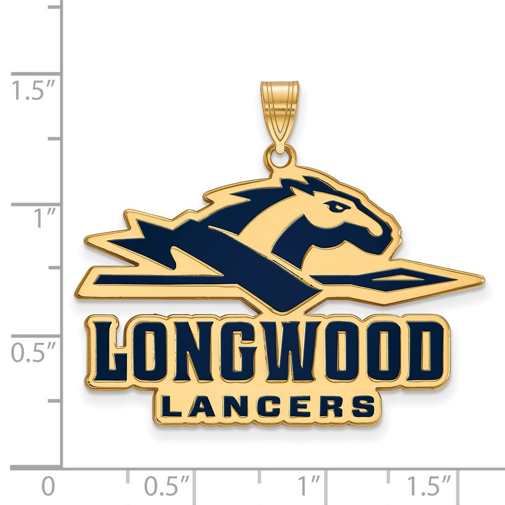 Vergoldet Sterlingsilber Logoart Longwood University Lancers Extra Groß Emailliert Anhänger