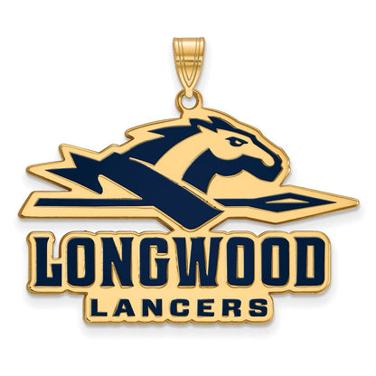 Vergoldet Sterlingsilber Logoart Longwood University Lancers Extra Groß Emailliert Anhänger