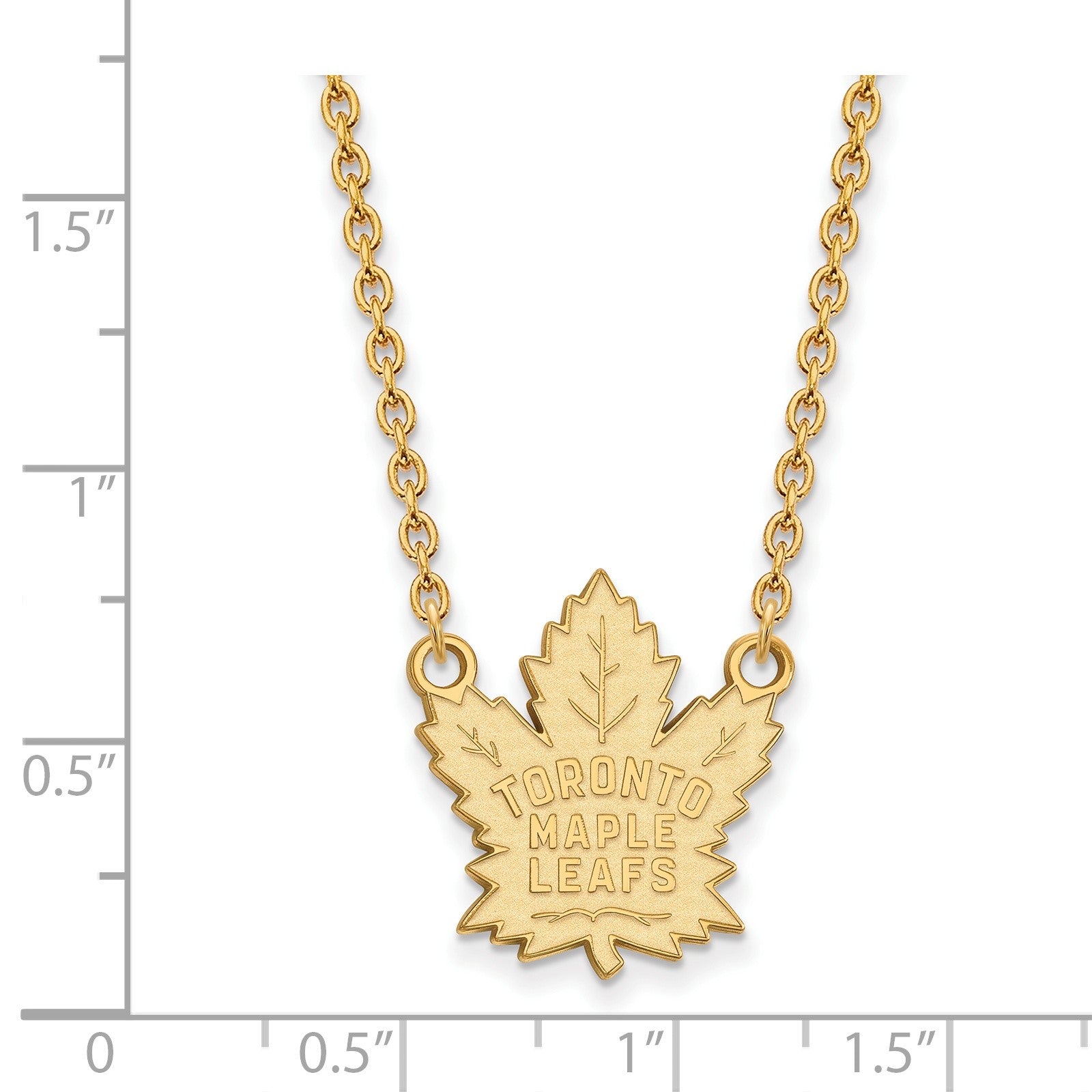 10K Gelbgold Nhl Logoart Toronto Maple Leafs Groß Anhänger 18 Zoll Halskette