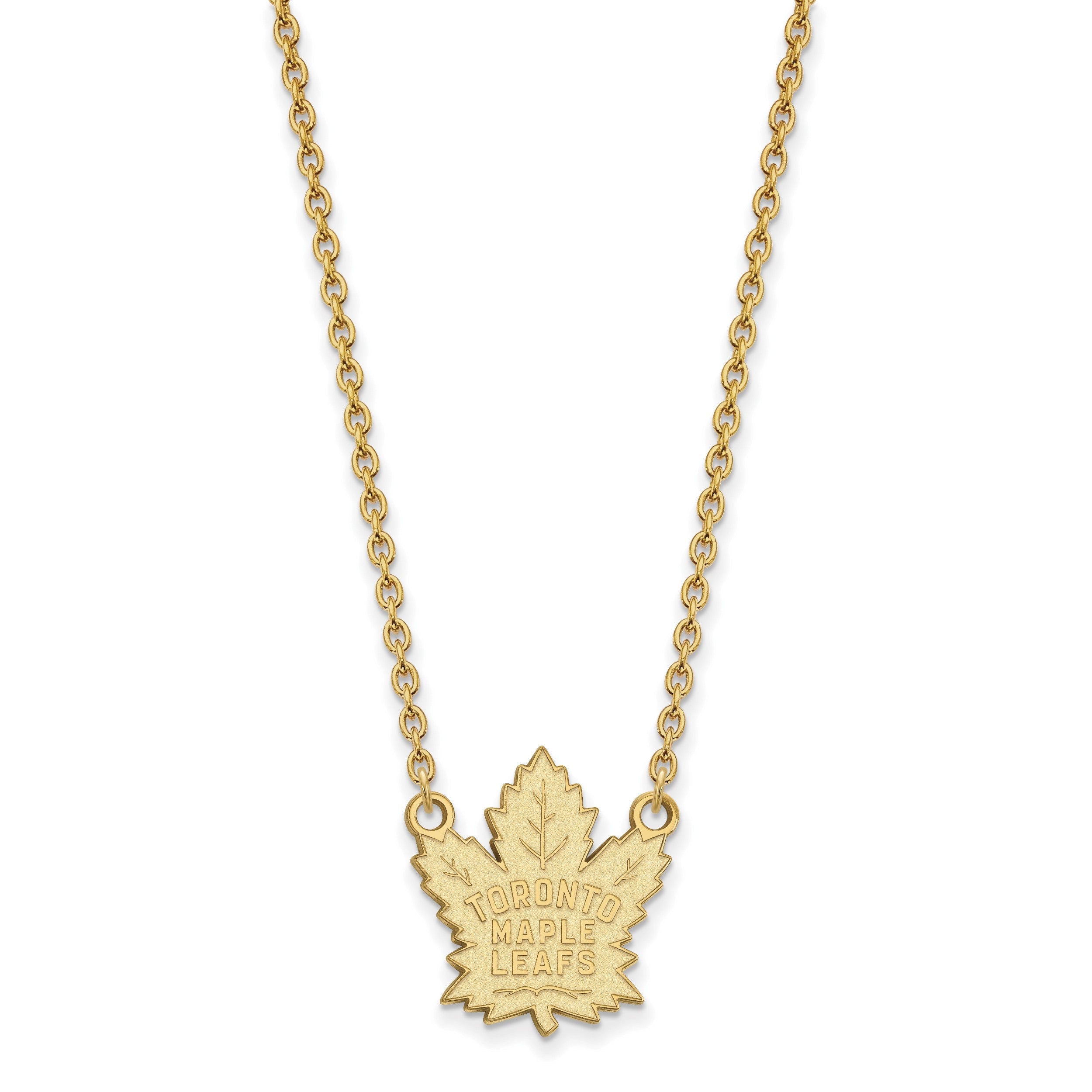 10K Gelbgold Nhl Logoart Toronto Maple Leafs Groß Anhänger 18 Zoll Halskette