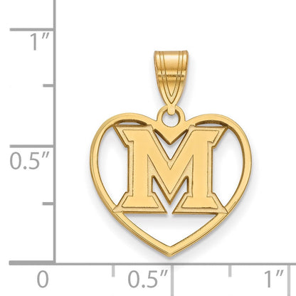 Vergoldet Sterlingsilber Logoart Miami University Ohio Buchstabe M Herz Anhänger
