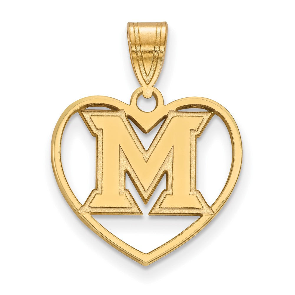 Vergoldet Sterlingsilber Logoart Miami University Ohio Buchstabe M Herz Anhänger