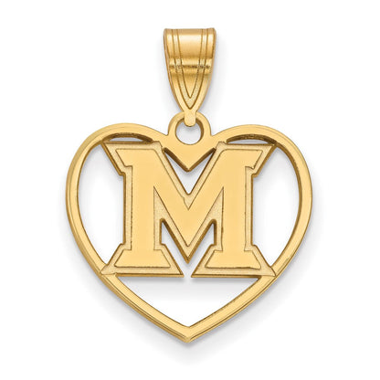 Vergoldet Sterlingsilber Logoart Miami University Ohio Buchstabe M Herz Anhänger