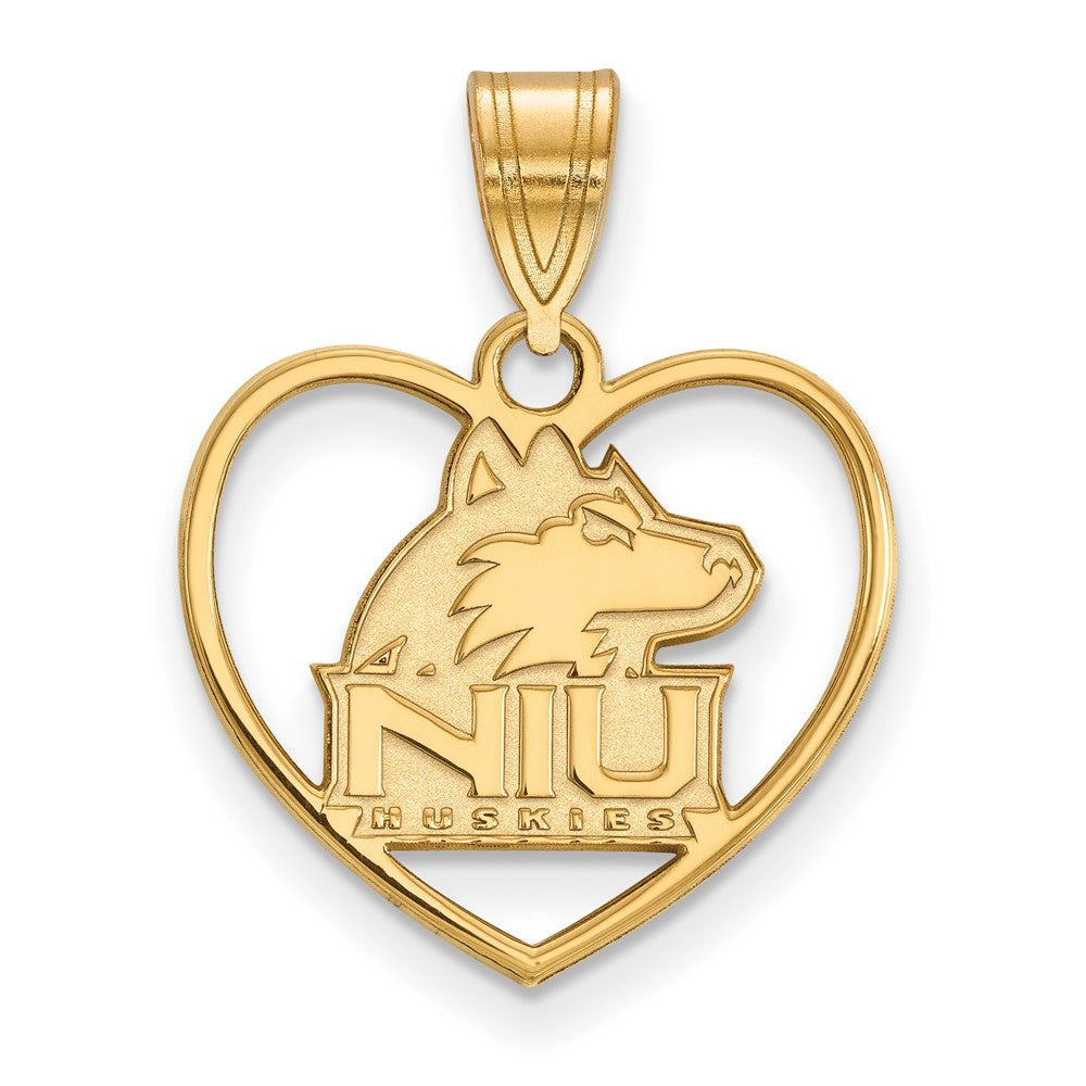 Vergoldet Sterlingsilber Logoart Northern Illinois University N I U Huskies Herz Anhänger