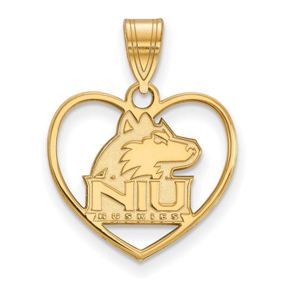 Vergoldet Sterlingsilber Logoart Northern Illinois University N I U Huskies Herz Anhänger