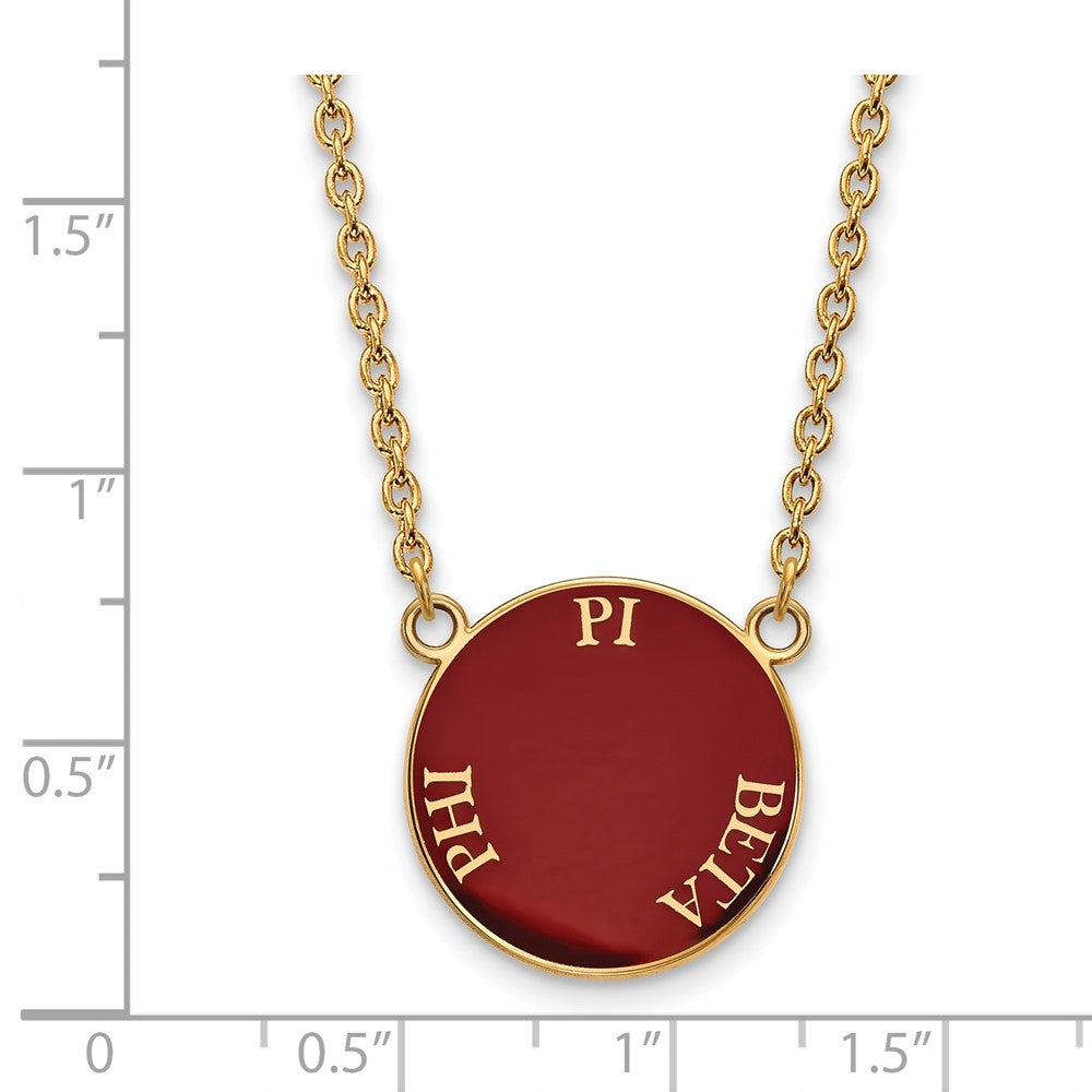 Vergoldet Sterlingsilber Logoart Pi Beta Phi Sorority Text Groß Farbe Emaille Anhänger 18 Zoll Halskette