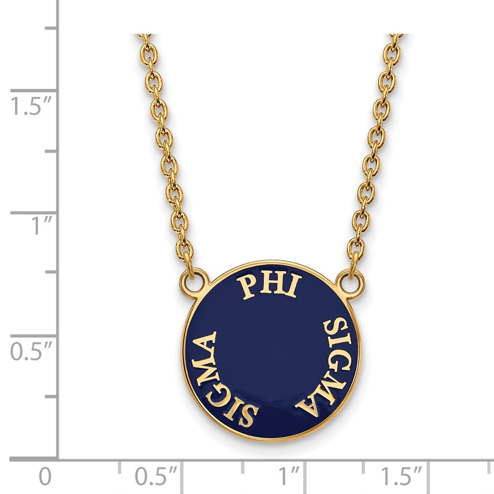 Vergoldet Sterlingsilber Logoart Phi Sigma Sorority Text Groß Farbe Emaille Anhänger 18 Zoll Halskette