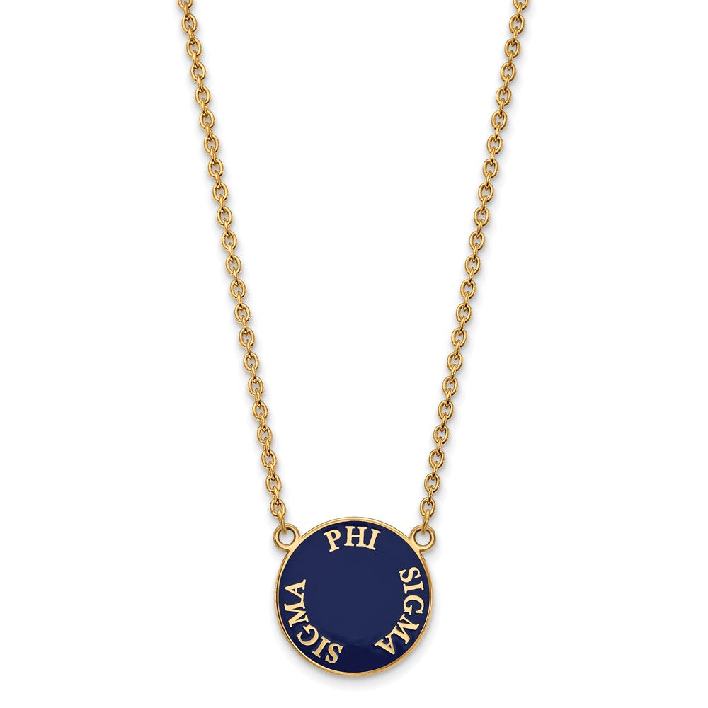 Vergoldet Sterlingsilber Logoart Phi Sigma Sorority Text Groß Farbe Emaille Anhänger 18 Zoll Halskette