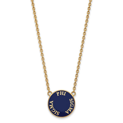 Vergoldet Sterlingsilber Logoart Phi Sigma Sorority Text Groß Farbe Emaille Anhänger 18 Zoll Halskette