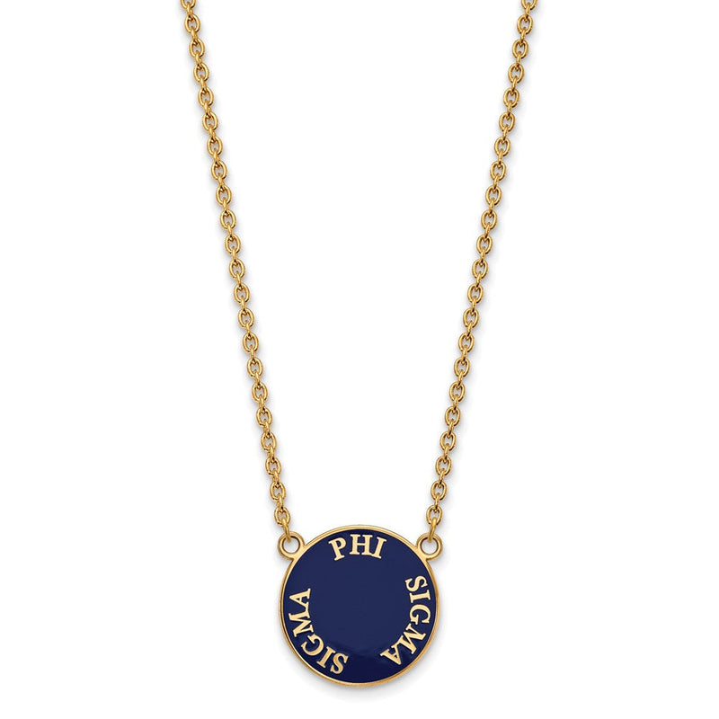Vergoldet Sterlingsilber Logoart Phi Sigma Sorority Text Groß Farbe Emaille Anhänger 18 Zoll Halskette