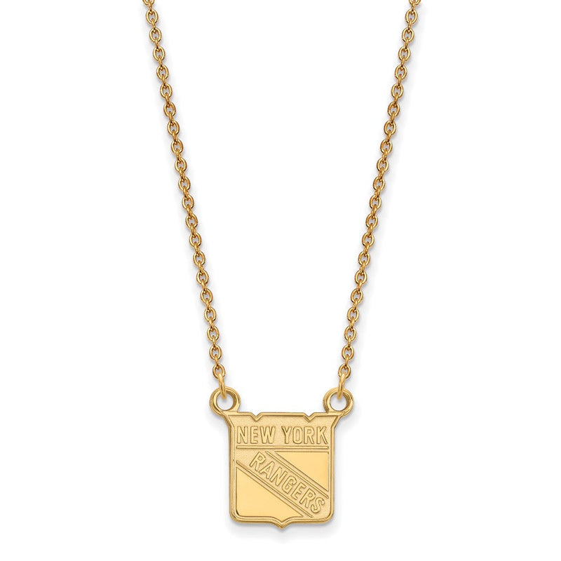 10K Gelbgold Nhl Logoart New York Rangers Klein Anhänger 18 Zoll Halskette