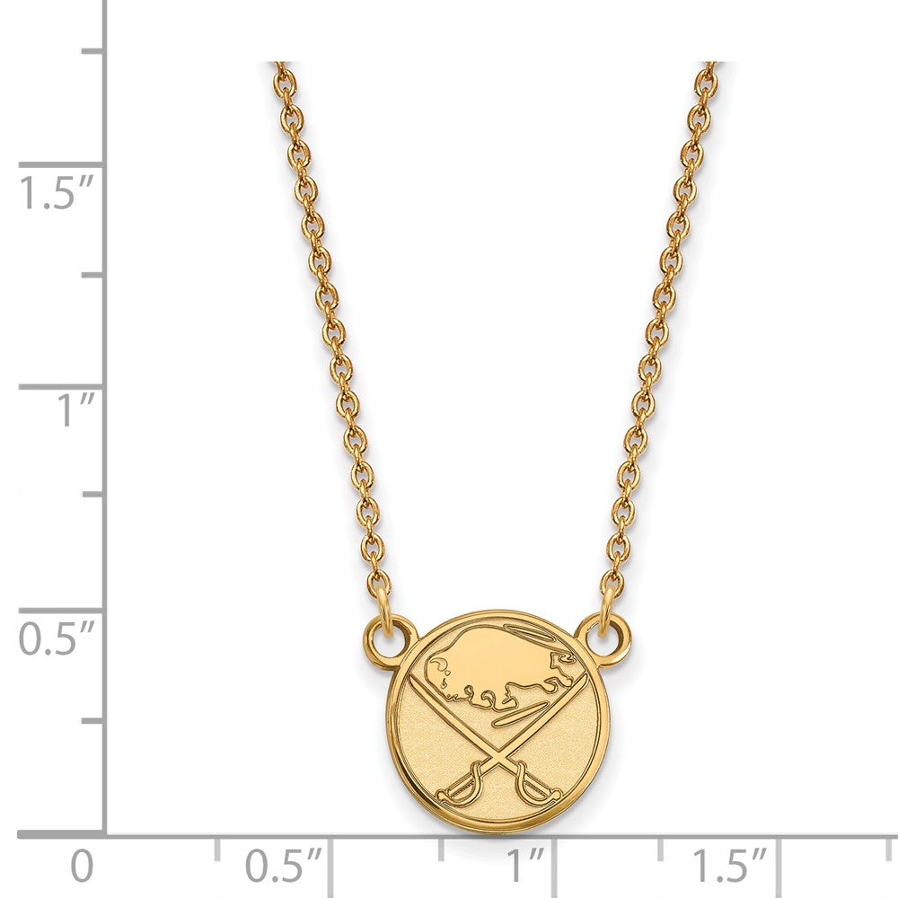 14K Gelbgold Nhl Logoart Buffalo Sabres Klein Anhänger 18 Zoll Halskette