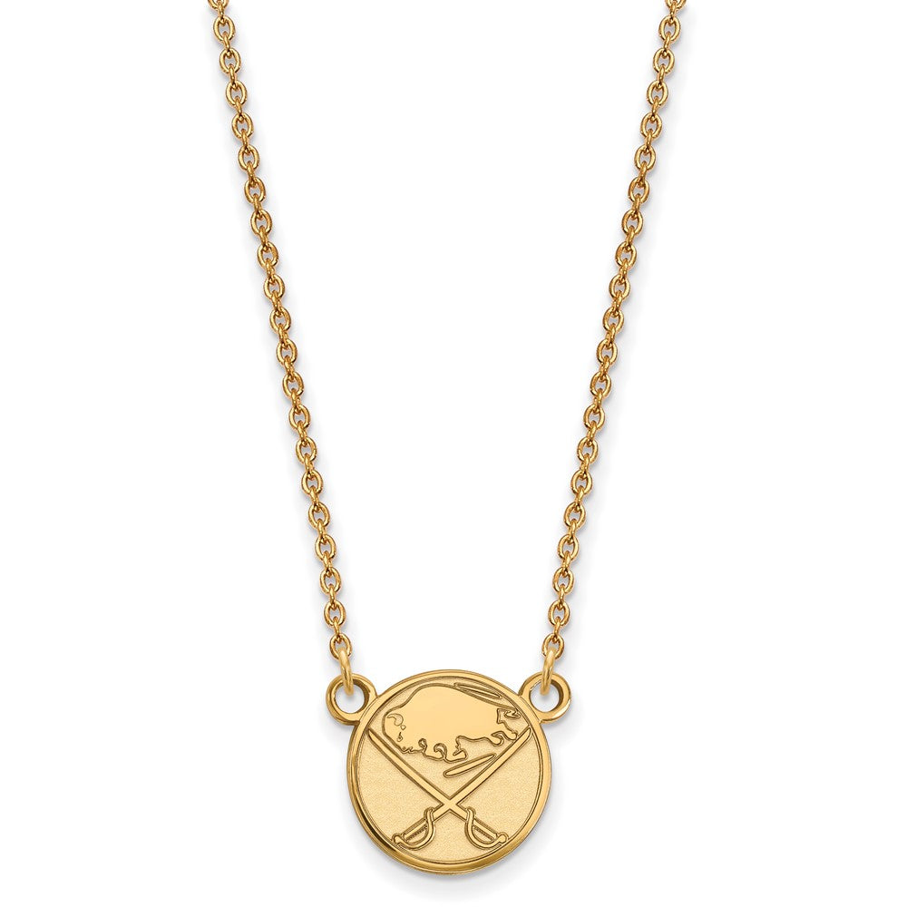 14K Gelbgold Nhl Logoart Buffalo Sabres Klein Anhänger 18 Zoll Halskette