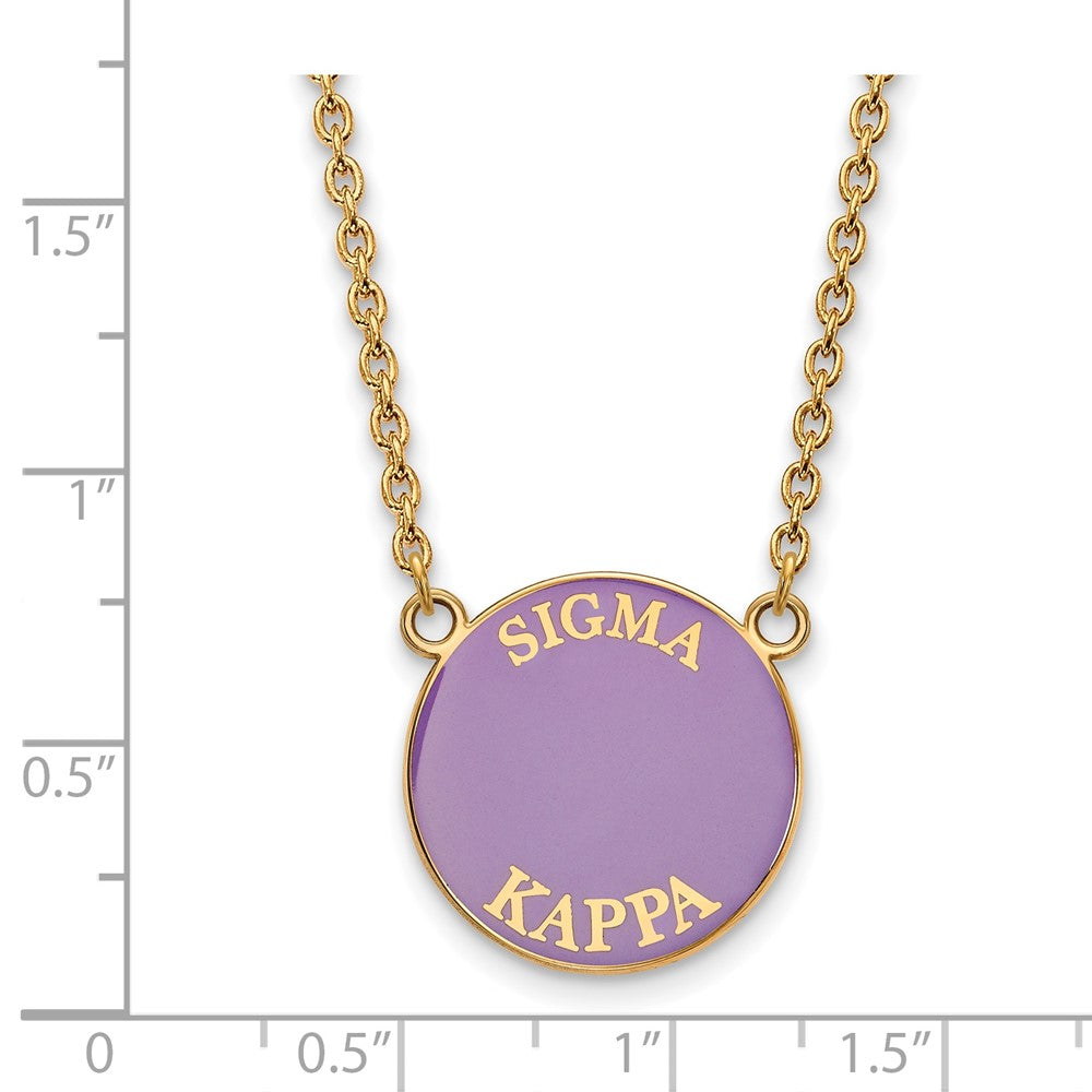 Vergoldet Sterlingsilber Logoart Sigma Kappa Sorority Text Groß Farbe Emaille Anhänger 18 Zoll Halskette