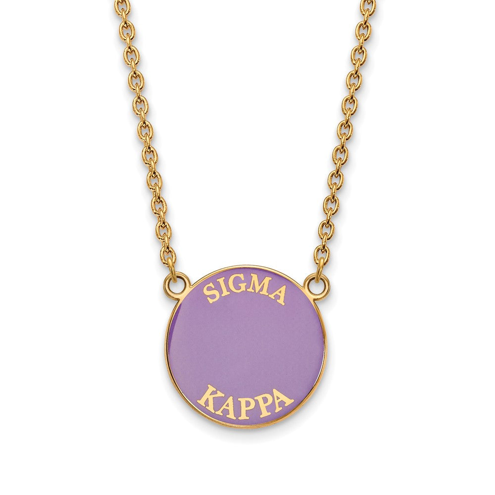 Vergoldet Sterlingsilber Logoart Sigma Kappa Sorority Text Groß Farbe Emaille Anhänger 18 Zoll Halskette