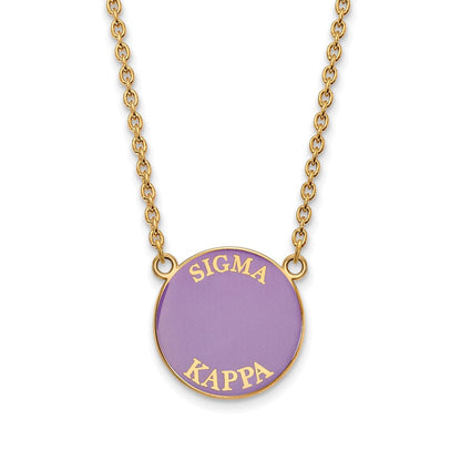 Vergoldet Sterlingsilber Logoart Sigma Kappa Sorority Text Groß Farbe Emaille Anhänger 18 Zoll Halskette