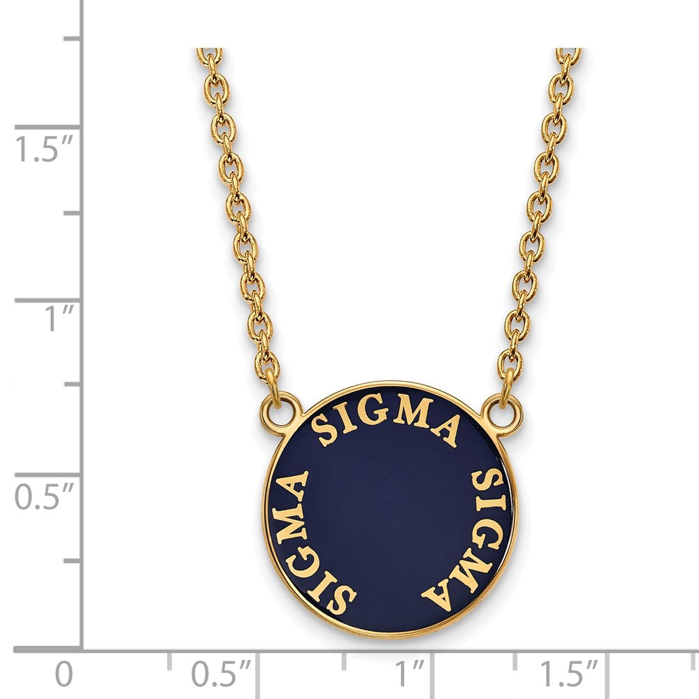 Vergoldet Sterlingsilber Logoart Sigma Sorority Text Groß Farbe Emaille Anhänger 18 Zoll Halskette