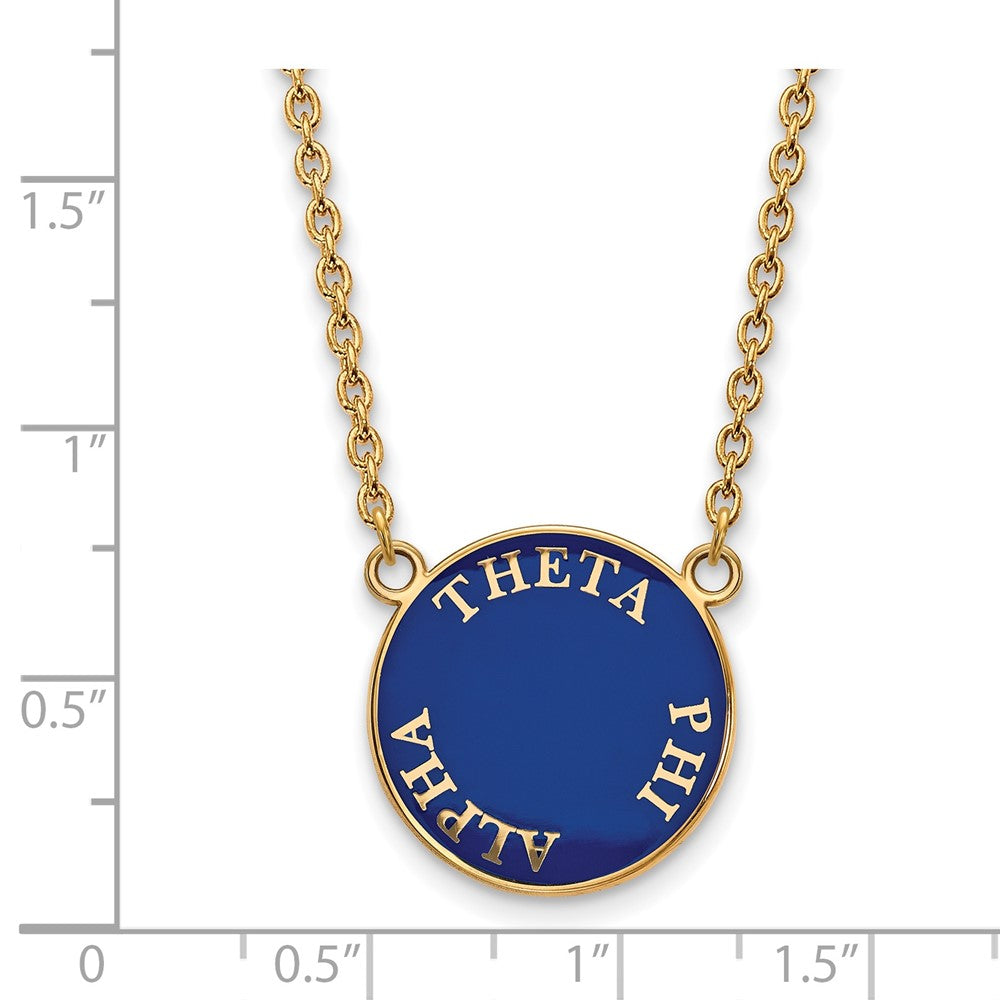 Vergoldet Sterlingsilber Logoart Theta Phi Alpha Sorority Text Groß Farbe Emaille Anhänger 18 Zoll Halskette