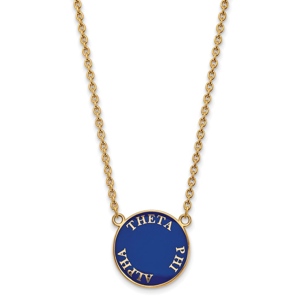 Vergoldet Sterlingsilber Logoart Theta Phi Alpha Sorority Text Groß Farbe Emaille Anhänger 18 Zoll Halskette