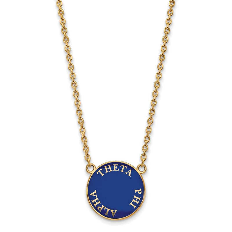 Vergoldet Sterlingsilber Logoart Theta Phi Alpha Sorority Text Groß Farbe Emaille Anhänger 18 Zoll Halskette
