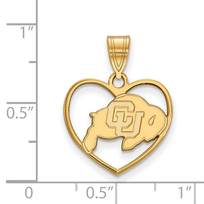 Vergoldet Sterlingsilber Logoart University Of Colorado Buffalo Herz Anhänger