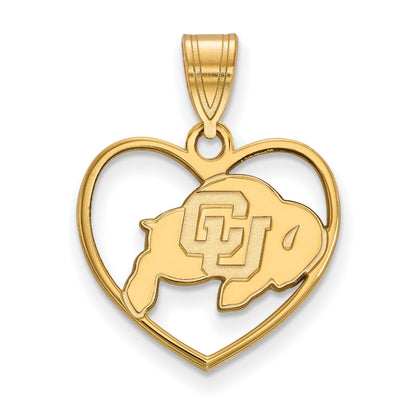 Vergoldet Sterlingsilber Logoart University Of Colorado Buffalo Herz Anhänger