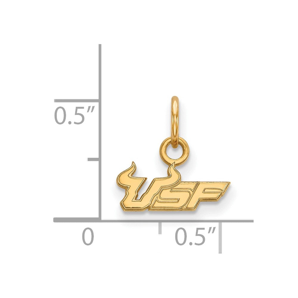 Vergoldet Sterlingsilber Logoart University Of South Florida U S F Extra Klein Anhänger