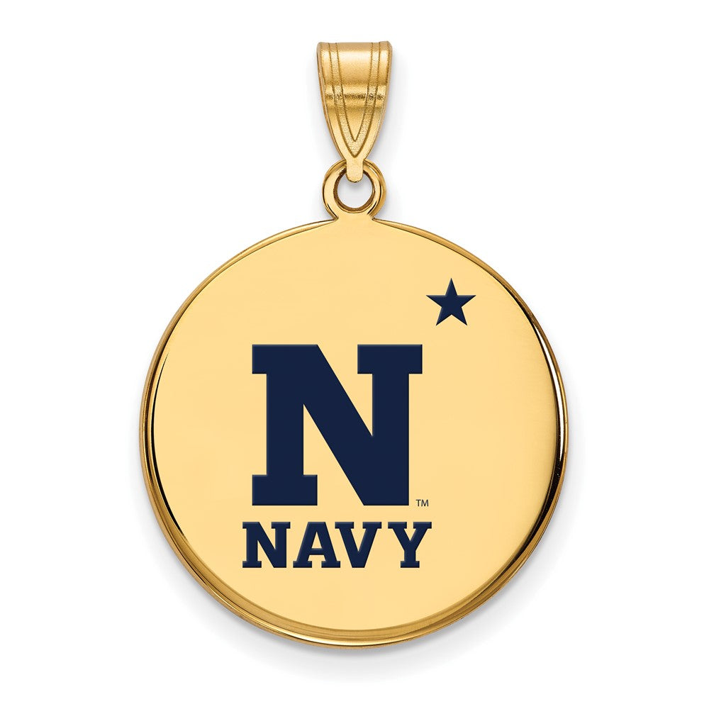 Vergoldet Sterlingsilber Logoart Us Naval Akademie Groß Emailliert Plättchen Anhänger
