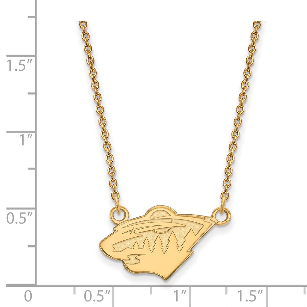 10K Gelbgold Nhl Logoart Minnesota Wild Klein Anhänger 18 Zoll Halskette