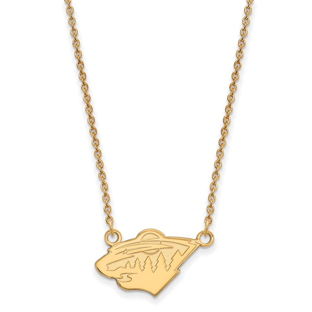 10K Gelbgold Nhl Logoart Minnesota Wild Klein Anhänger 18 Zoll Halskette