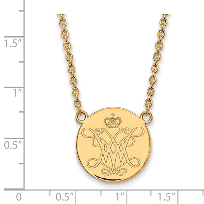 Vergoldet Sterlingsilber Logoart College Of William und Mary Groß Plättchen Anhänger 18 Zoll Halskette