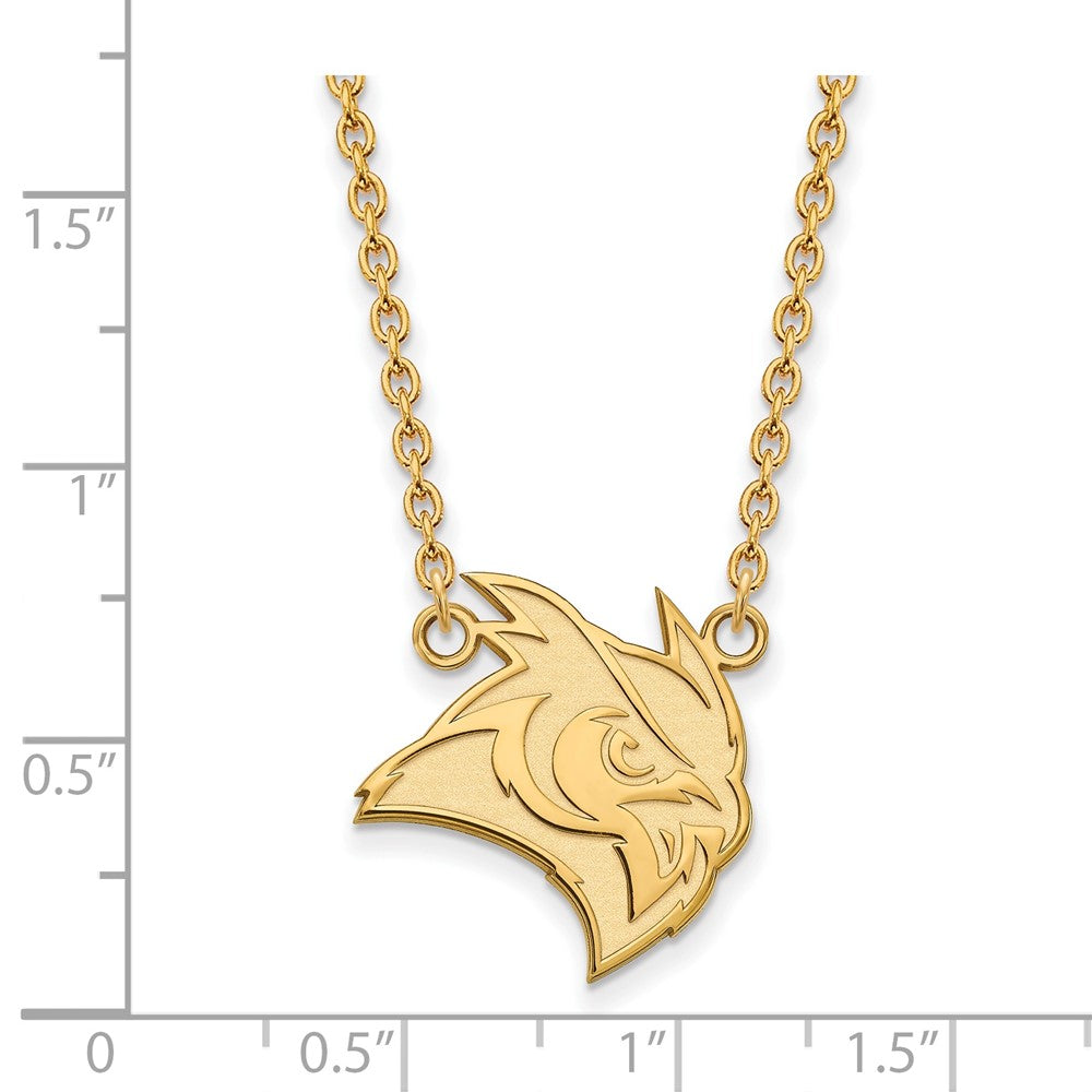 Vergoldet Sterlingsilber Logoart Rice University Eule Groß Anhänger 18 Zoll Halskette