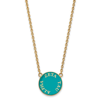 Vergoldet Sterlingsilber Logoart Zeta Tau Alpha Sorority Text Groß Farbe Emaille Anhänger 18 Zoll Halskette