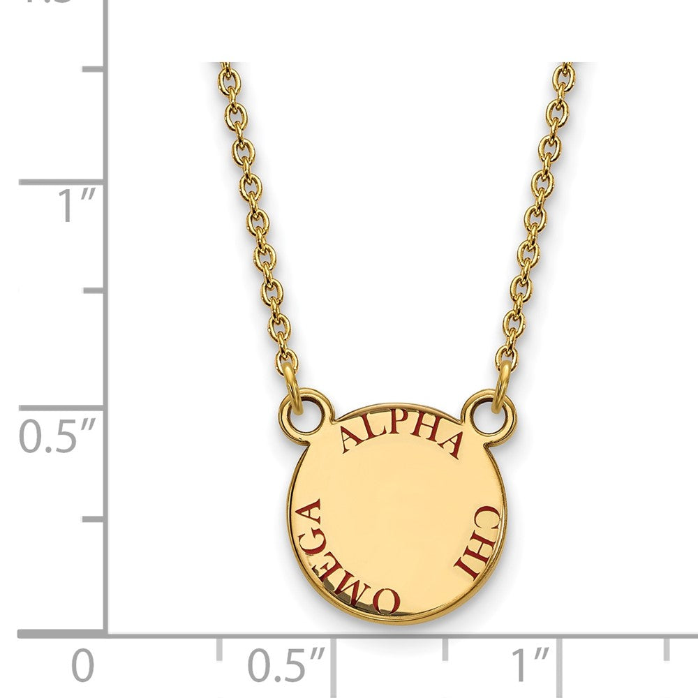Vergoldet Sterlingsilber Logoart Alpha Chi Omega Sorority Text Klein Farbe Emaille Anhänger 18 Zoll Halskette