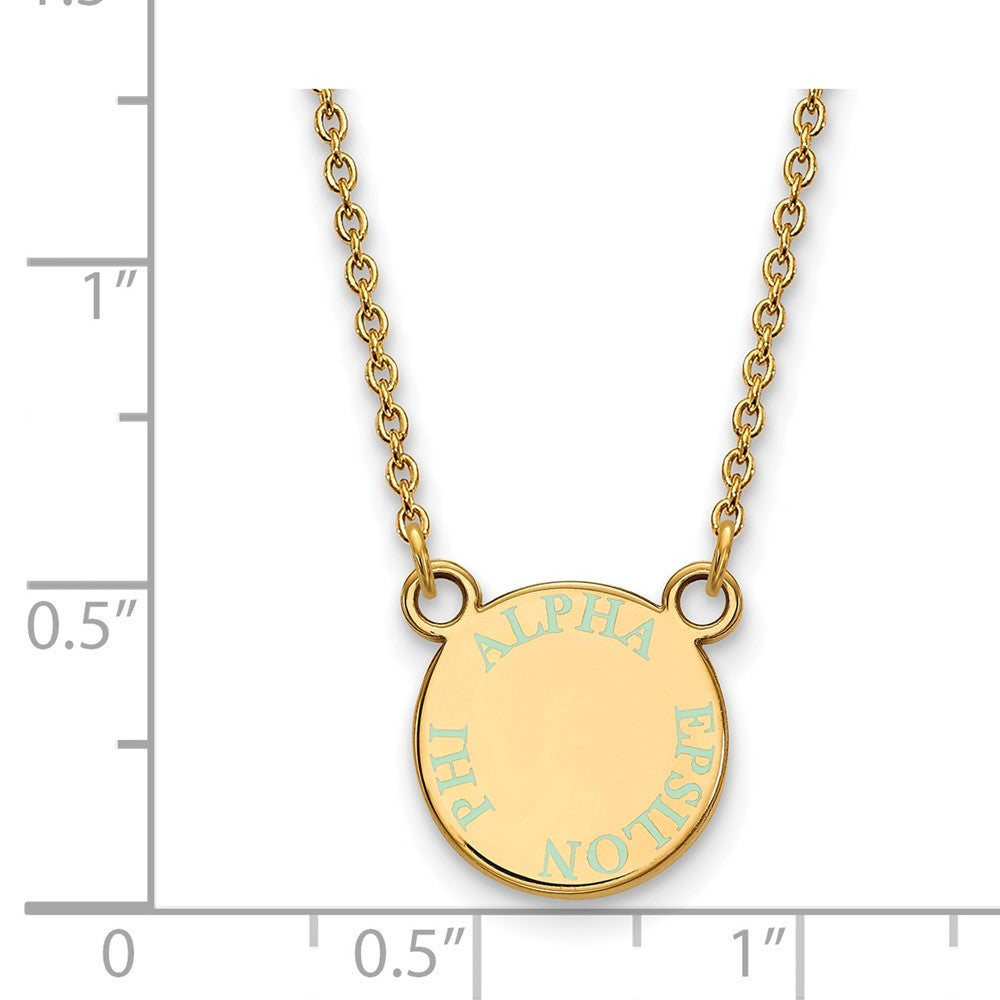 Vergoldet Sterlingsilber Logoart Alpha Epsilon Phi Extra Sorority Text Klein Farbe Emaille Anhänger 18 Zoll Halskette