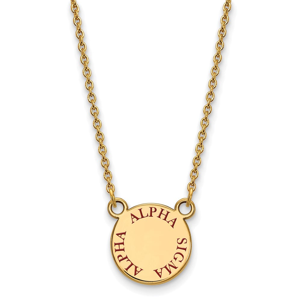 Vergoldet Sterlingsilber Logoart Alpha Sigma Sorority Text Klein Farbe Emaille Anhänger 18 Zoll Halskette