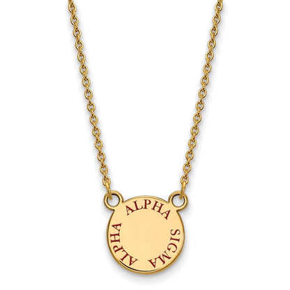 Vergoldet Sterlingsilber Logoart Alpha Sigma Sorority Text Klein Farbe Emaille Anhänger 18 Zoll Halskette