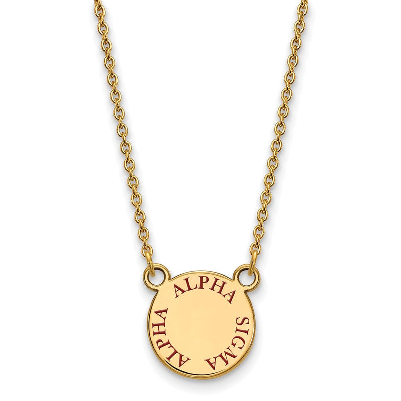 Vergoldet Sterlingsilber Logoart Alpha Sigma Sorority Text Klein Farbe Emaille Anhänger 18 Zoll Halskette