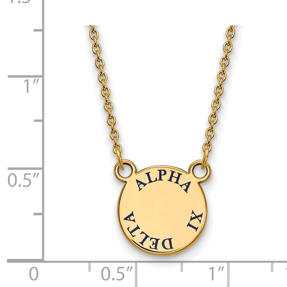 Vergoldet Sterlingsilber Logoart Alpha Xi Delta Sorority Text Klein Farbe Emaille Anhänger 18 Zoll Halskette