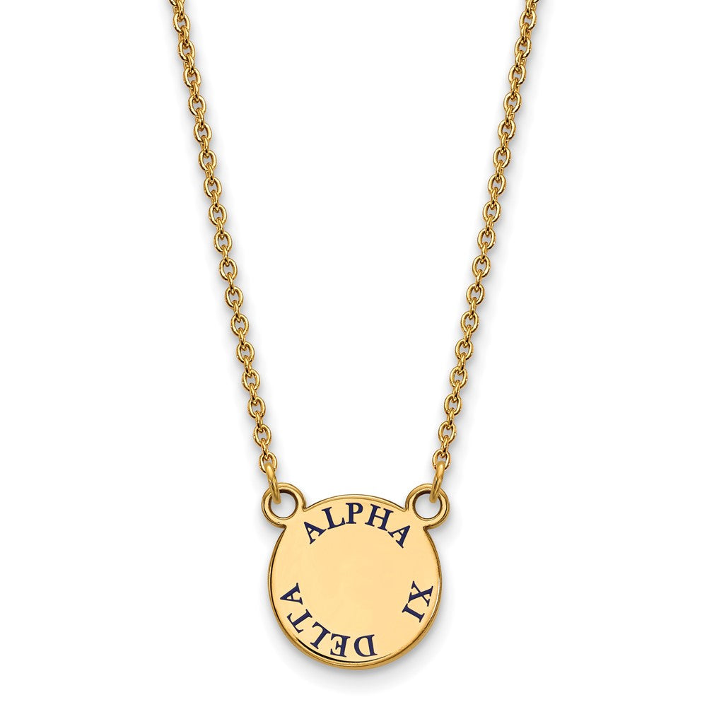 Vergoldet Sterlingsilber Logoart Alpha Xi Delta Sorority Text Klein Farbe Emaille Anhänger 18 Zoll Halskette