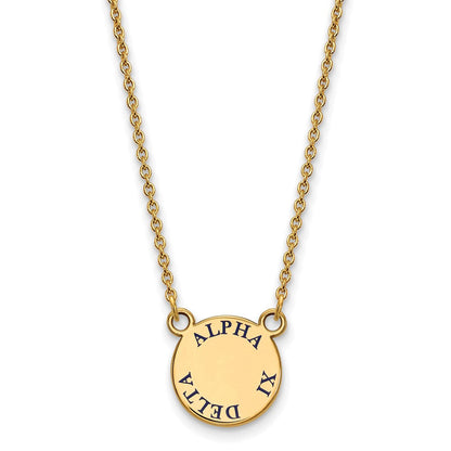 Vergoldet Sterlingsilber Logoart Alpha Xi Delta Sorority Text Klein Farbe Emaille Anhänger 18 Zoll Halskette