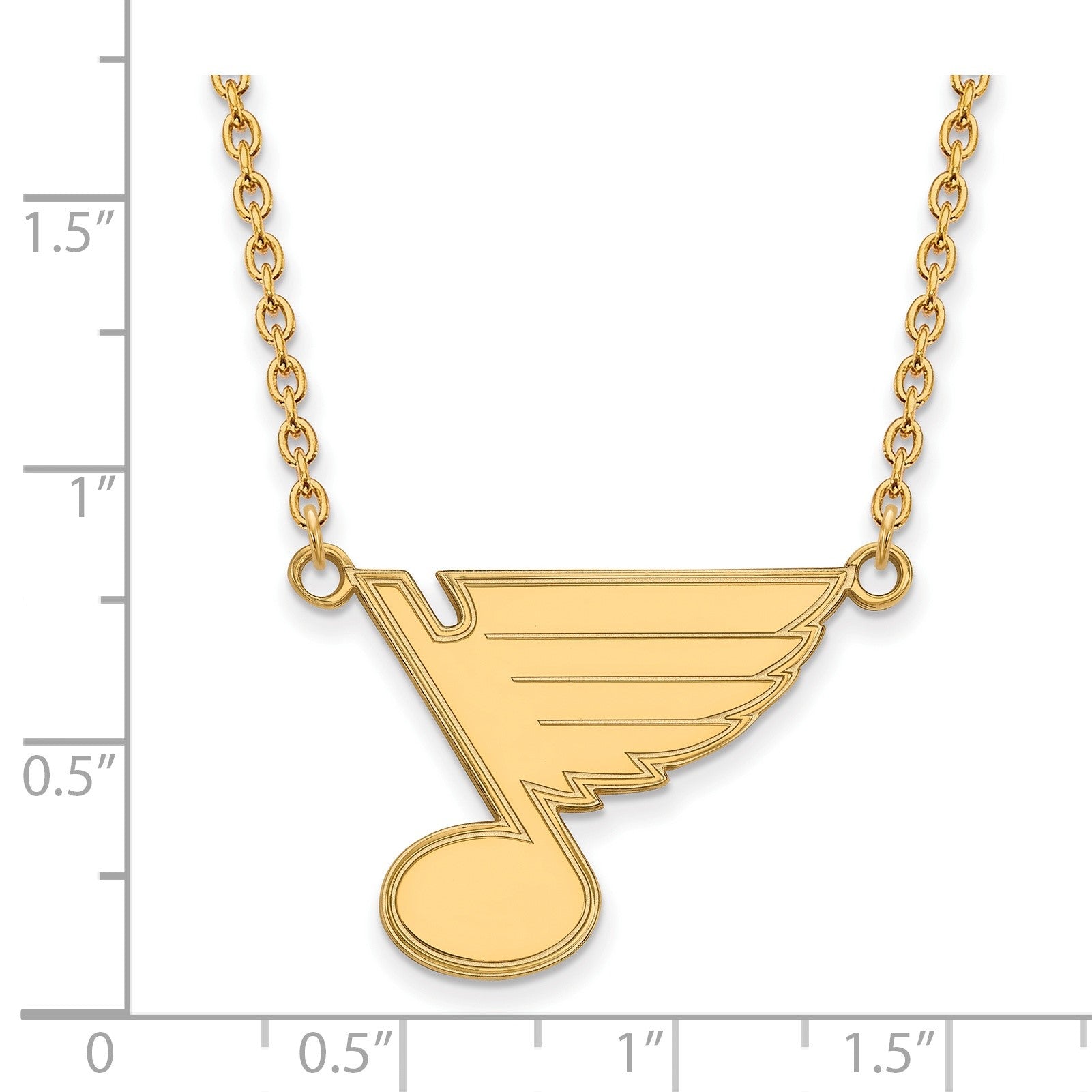 Vergoldet Sterlingsilber Nhl Logoart St. Louis Blues Groß Anhänger 18 Zoll Halskette