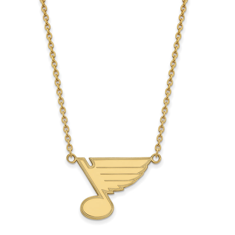 Vergoldet Sterlingsilber Nhl Logoart St. Louis Blues Groß Anhänger 18 Zoll Halskette