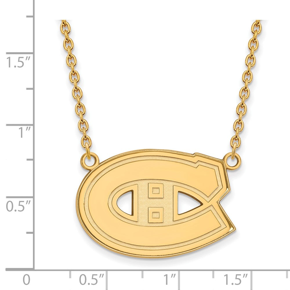 14K Gelbgold Nhl Logoart Montreal Canadiens Groß Anhänger 18 Zoll Halskette