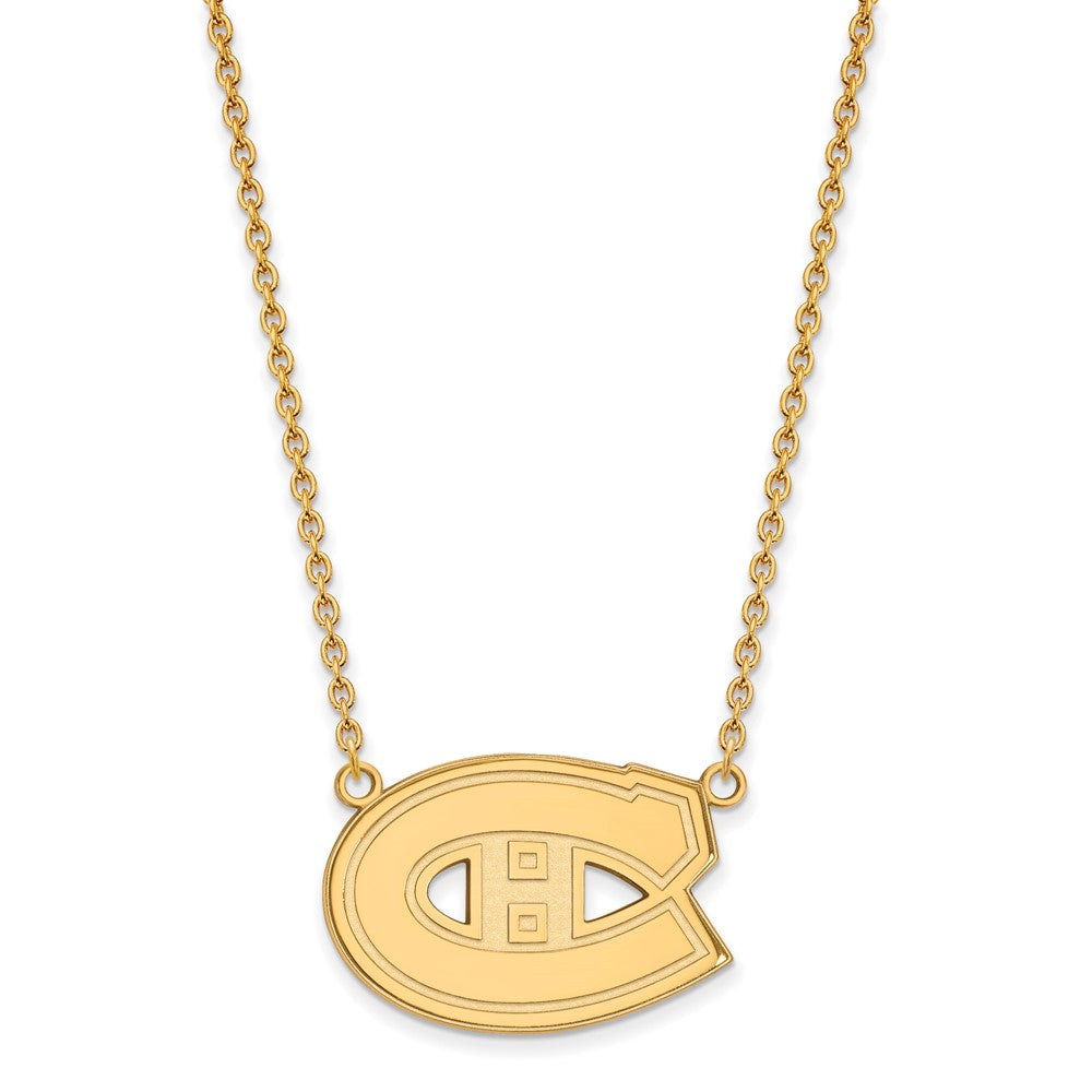 Vergoldet Sterlingsilber Nhl Logoart Montreal Canadiens Groß Anhänger 18 Zoll Halskette