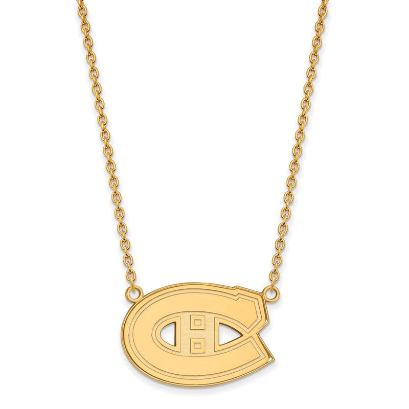 10K Gelbgold Nhl Logoart Montreal Canadiens Groß Anhänger 18 Zoll Halskette