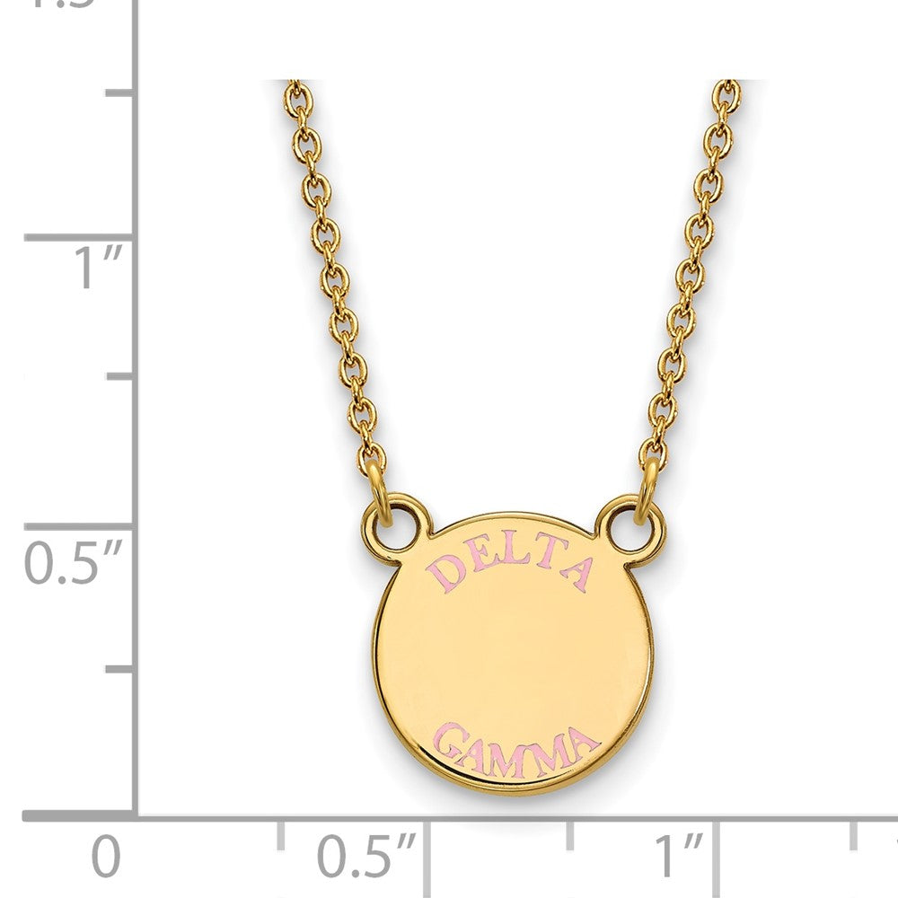 Vergoldet Sterlingsilber Logoart Delta Gamma Sorority Text Klein Farbe Emaille Anhänger 18 Zoll Halskette