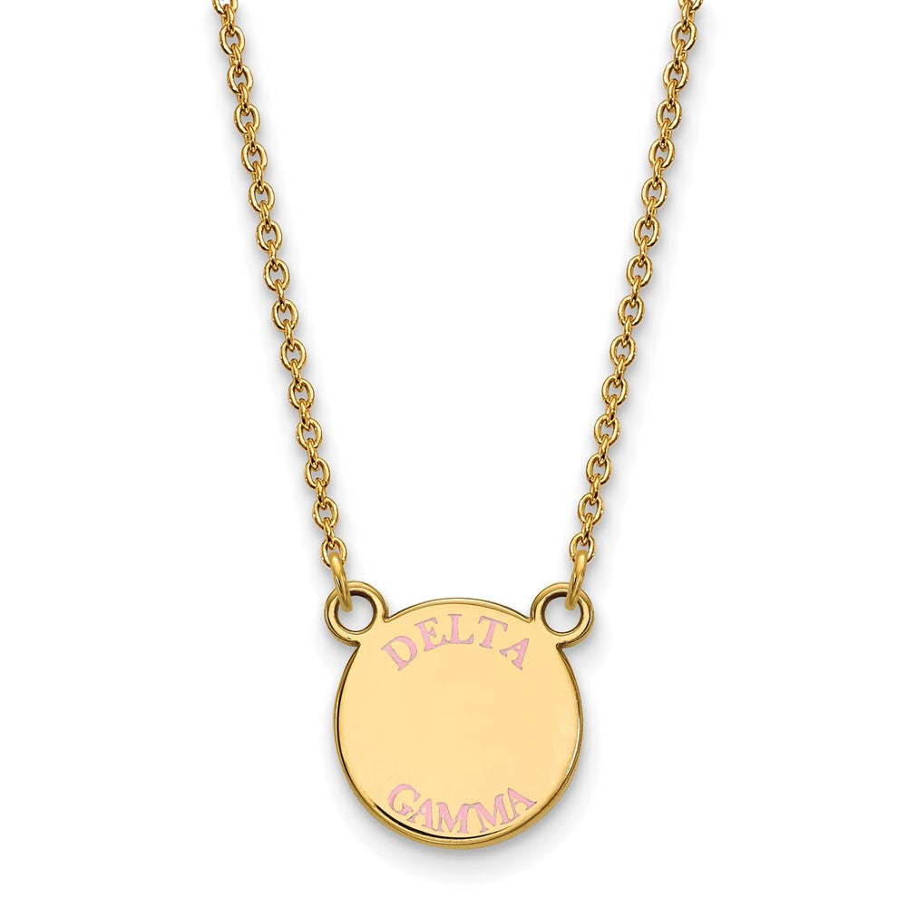 Vergoldet Sterlingsilber Logoart Delta Gamma Sorority Text Klein Farbe Emaille Anhänger 18 Zoll Halskette