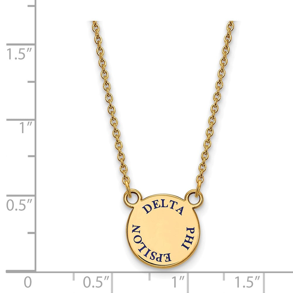 Vergoldet Sterlingsilber Logoart Delta Phi Epsilon Sorority Text Klein Farbe Emaille Anhänger 18 Zoll Halskette