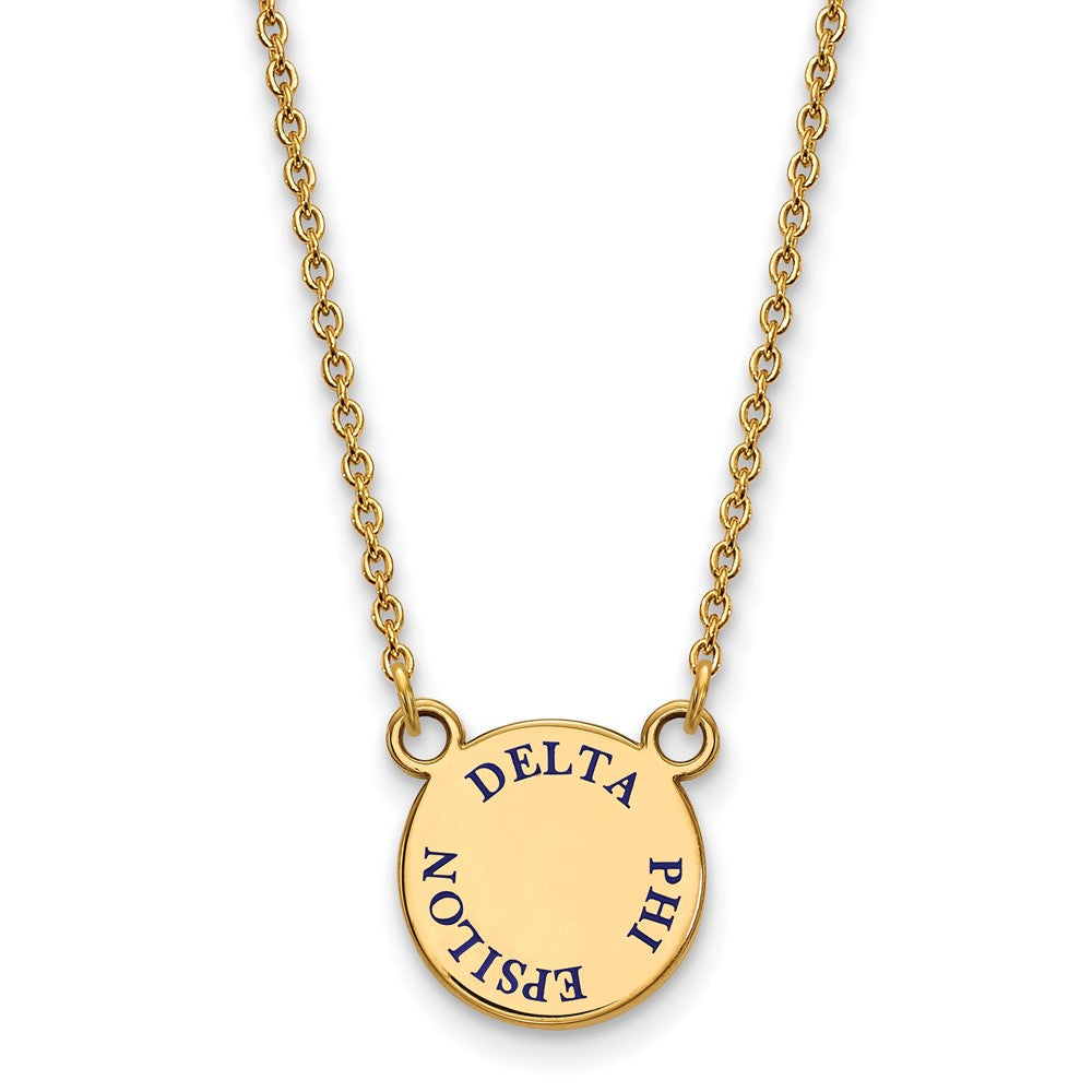 Vergoldet Sterlingsilber Logoart Delta Phi Epsilon Sorority Text Klein Farbe Emaille Anhänger 18 Zoll Halskette